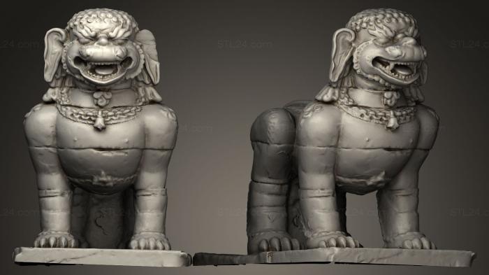 Figurines lions tigers sphinxes (White Lion chinese, STKL_0104) 3D models for cnc